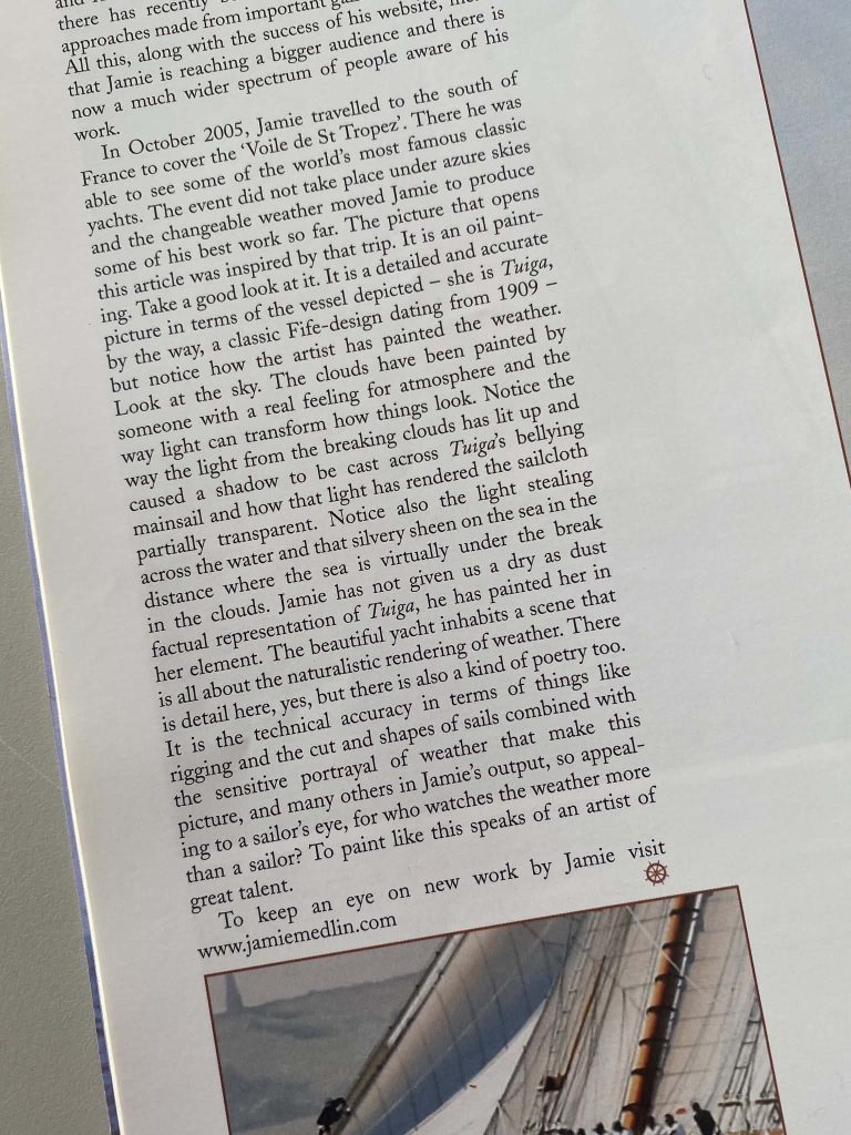 Jamie Medlin's marine art featured in print