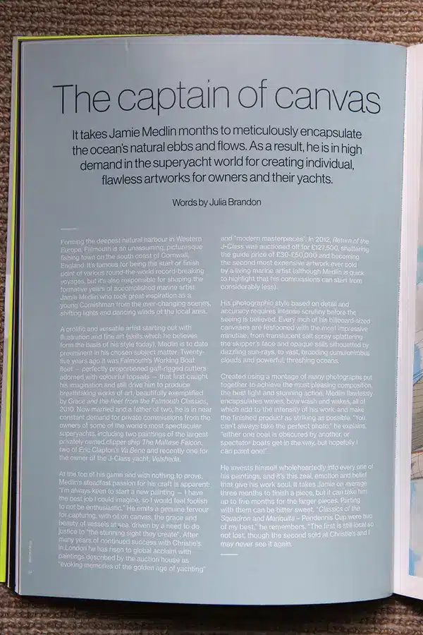 Publication featuring Jamie Medlin's marine art