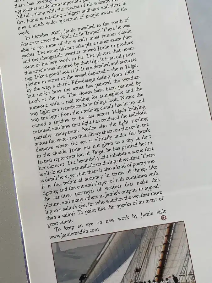 Publication featuring Jamie Medlin's marine art