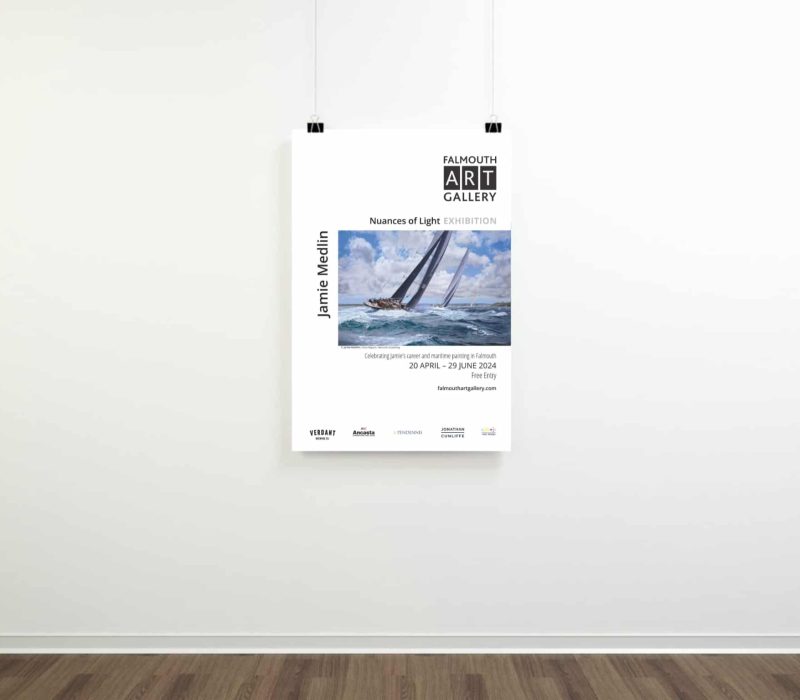 Jamie Medlin seascape print mockup shown framed on a wall