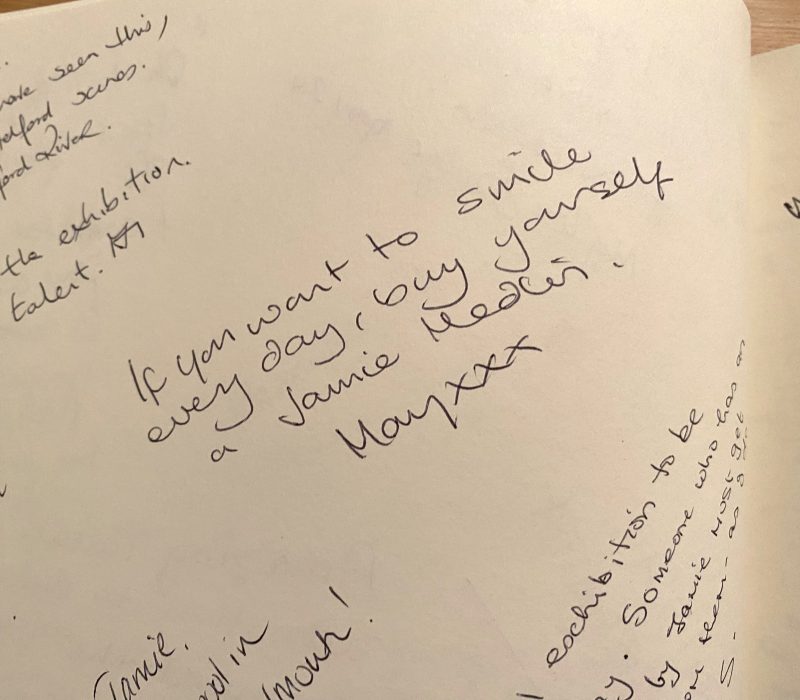 Exhibition guestbook entries for Cornish marine artist Jamie Medlin